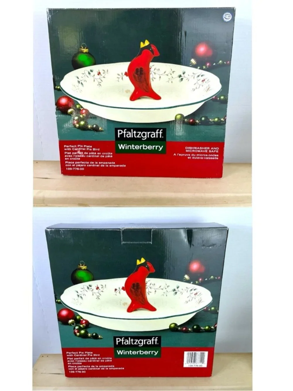 Pfaltzgraff Winterberry Perfect Pie Plate 10 1/2” Cardinal Pie Bird Retired NIB